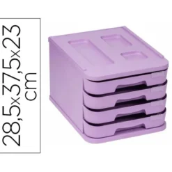 FICHERO CAJONES DE SOBREMESA FAIBO PLASTICO 100% RECICLABLE 4 CAJONES VIOLETA PASTEL 28,5X37,5X23 CM