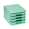 FICHERO CAJONES DE SOBREMESA FAIBO PLASTICO 100% RECICLABLE 4 CAJONES VERDE PASTEL 28,5X37,5X23 CM
