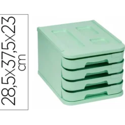FICHERO CAJONES DE SOBREMESA FAIBO PLASTICO 100% RECICLABLE 4 CAJONES VERDE PASTEL 28,5X37,5X23 CM