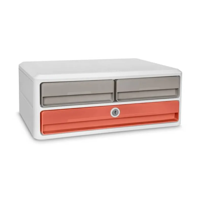 Fichero cajones de sobremesa cep terra nova 2 cajones pequeños + 1 cajon grande color terracota/arena