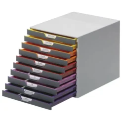 Fichero cajones Durable plastico aplilables 10 cajones color gris