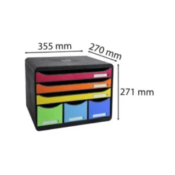 Fichero cajones sobremesa Exacompta Iderama Arlequin 6 cajones multicolores 270x355x271 mm.