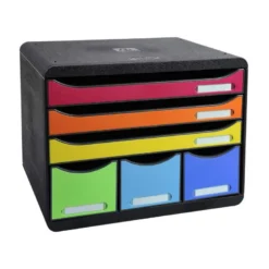 Fichero cajones sobremesa Exacompta Iderama Arlequin 6 cajones multicolores 270x355x271 mm.