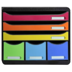 Fichero cajones sobremesa Exacompta Iderama Arlequin 6 cajones multicolores 270x355x271 mm.