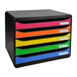 Fichero cajones sobremesa Exacompta Big-Box plus Iderama Arlequin 5 cajones apaisado multicolores