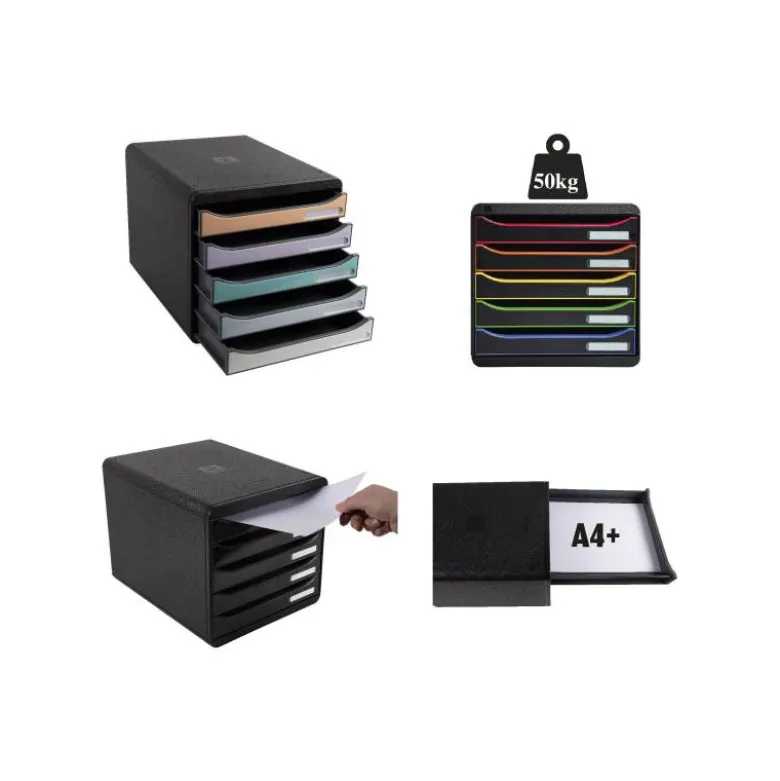 FICHERO CAJONES SOBREMESA EXACOMPTA BIG-BOX PLUS CLASSIC IDERAMA ARLEQUIN 5 CAJONES MULTICOLORES