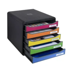 FICHERO CAJONES SOBREMESA EXACOMPTA BIG-BOX PLUS CLASSIC IDERAMA ARLEQUIN 5 CAJONES MULTICOLORES