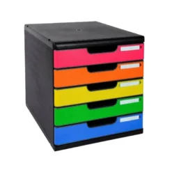 Fichero cajones sobremesa Exacompta Iderama Arlequin 5 cajones multicolores 350x288x320 mm.