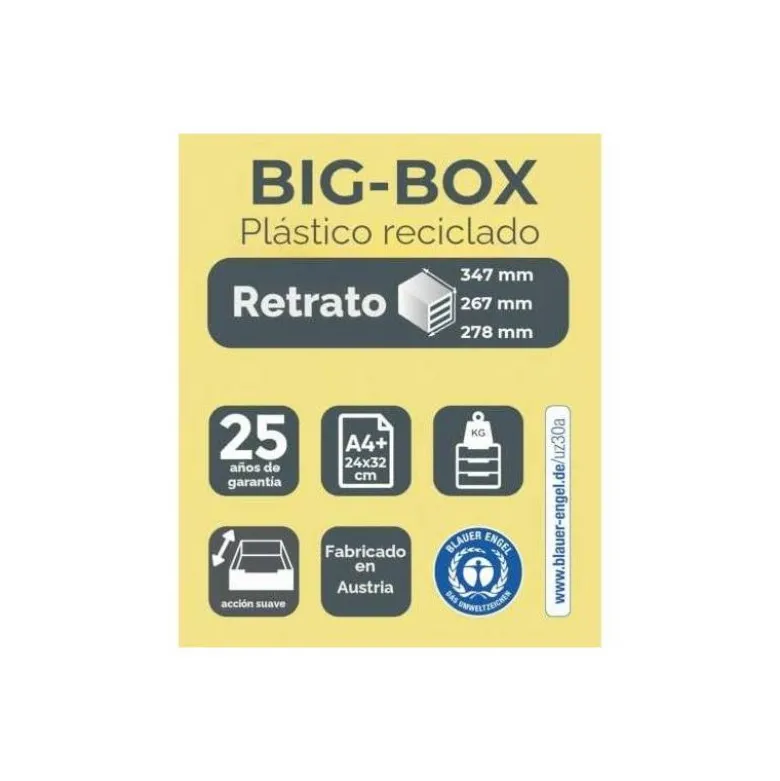 FICHERO DE CAJONES SOBREMESA EXACOMPTA BIG-BOX AQUAREL NEGRO 4 CAJONES COLORES PASTEL GLOSSY