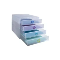 FICHERO DE CAJONES SOBREMESA EXACOMPTA POP BOX TRANSLUCIDO 4 CAJONES MULTICOLOR