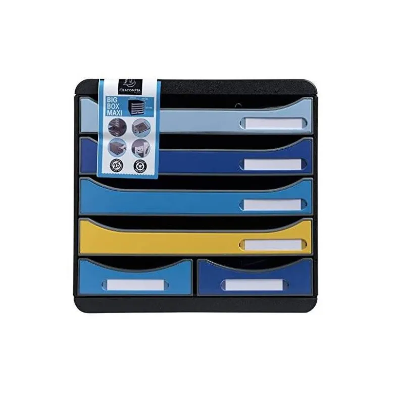 FICHERO DE CAJONES SOBREMESA EXACOMPTA BIG BOX MAXI BEE BLUE 6 CAJONES COLORES SURTIDOS