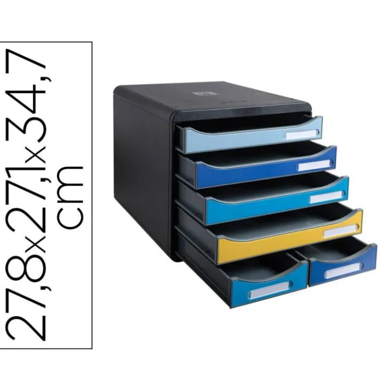 FICHERO DE CAJONES SOBREMESA EXACOMPTA BIG BOX MAXI BEE BLUE 6 CAJONES COLORES SURTIDOS
