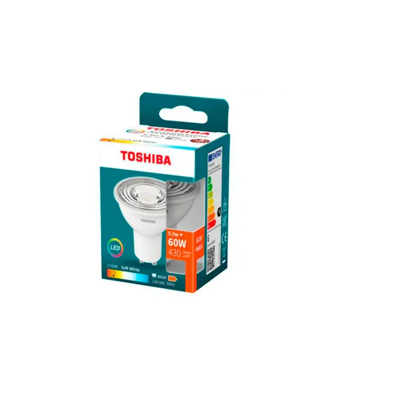 FOCO LED TOSHIBA ESSENTIAL GU10 5.5W LUZ CALIDA 2700K