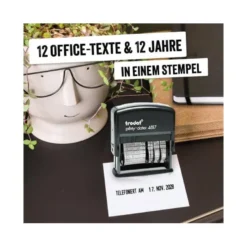 Formulario Trodat con fechador. 12 textos entintaje automatico 4 mm.