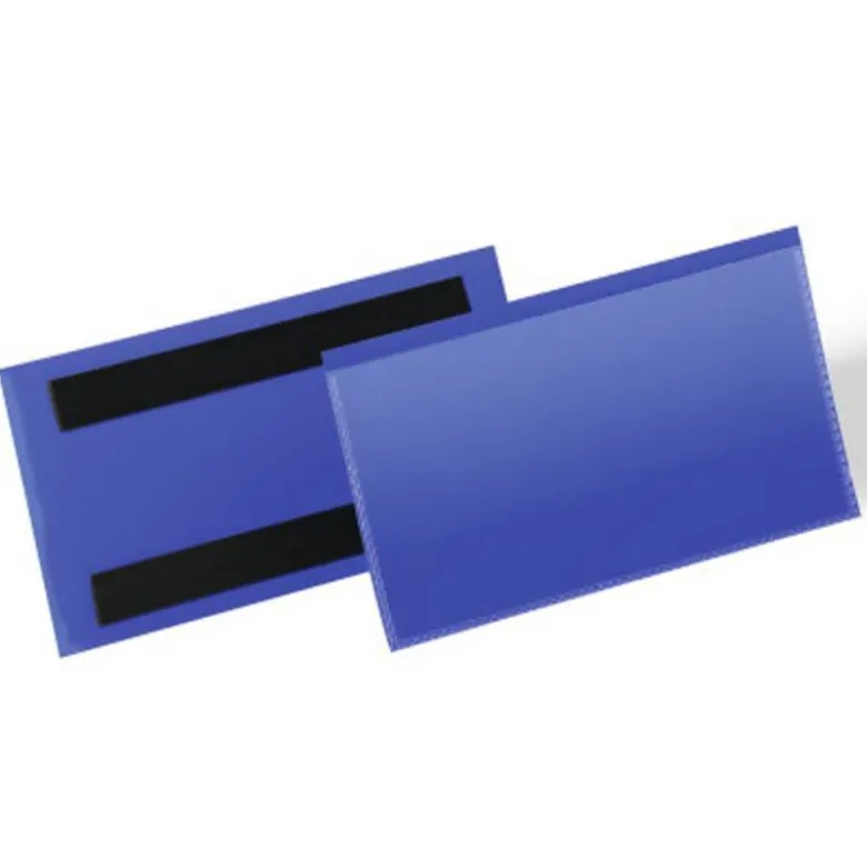 FUNDA DURABLE MAGNETICA 150X67 MM PLASTICO AZUL VENTANA TRANSPARENTE PACK DE 50 UNIDADES