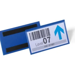 FUNDA DURABLE MAGNETICA 100X38 MM PLASTICO AZUL VENTANA TRANSPARENTE PACK DE 50 UNIDADES