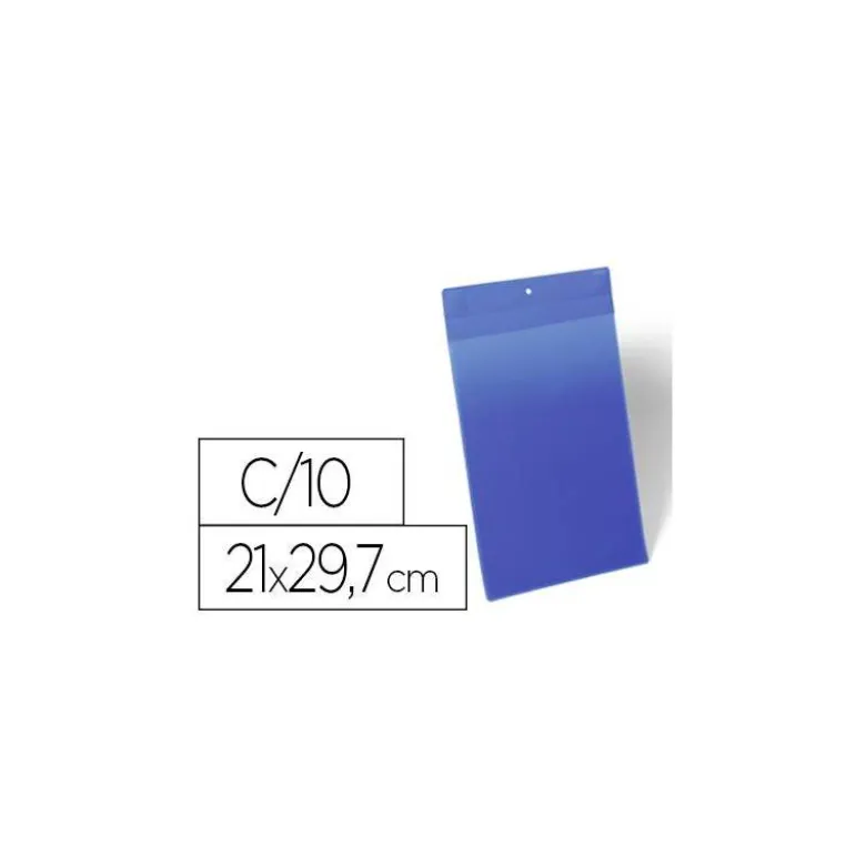 FUNDA DURABLE MAGNETICA 210X297 MM PLASTICO AZUL VENTANA TRANSPARENTE PACK DE 10 UNIDADES
