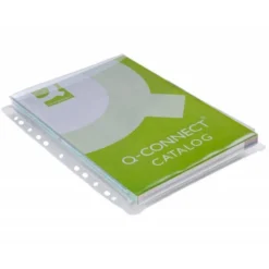 Funda multitaladro con fuelle marca Q-Connect Din A4 180 mc Cristal 5 unidades
