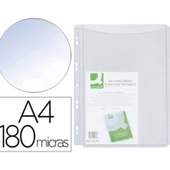 Funda multitaladro con fuelle marca Q-Connect Din A4 180 mc Cristal 5 unidades