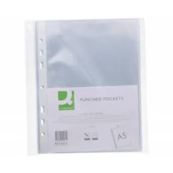 Funda multitaladro de plastico Q-Connect Din A5 100 micras cristal