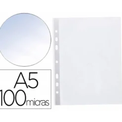 Funda multitaladro de plastico Q-Connect Din A5 100 micras cristal bolsa de 10