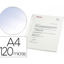 FUNDA MULTITALADRO ESSELTE DIN A4 POLIPROPILENO CRISTAL 120 MC CAJA DE 100 UNIDADES