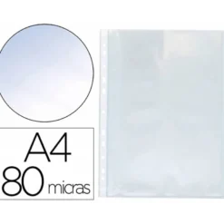 Funda Multitaladro Q-Connect DIN A4 80 MC Cristal Caja 100 uds