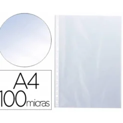 Funda Multitaladro Q-Connect DIN A4 100 MC Cristal Caja 100