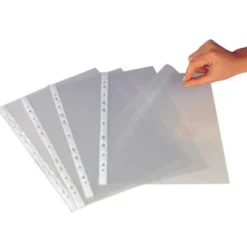 Funda Multitaladro Q-Connect Din A4 50 MC Cristal Bolsa de 100 unidades