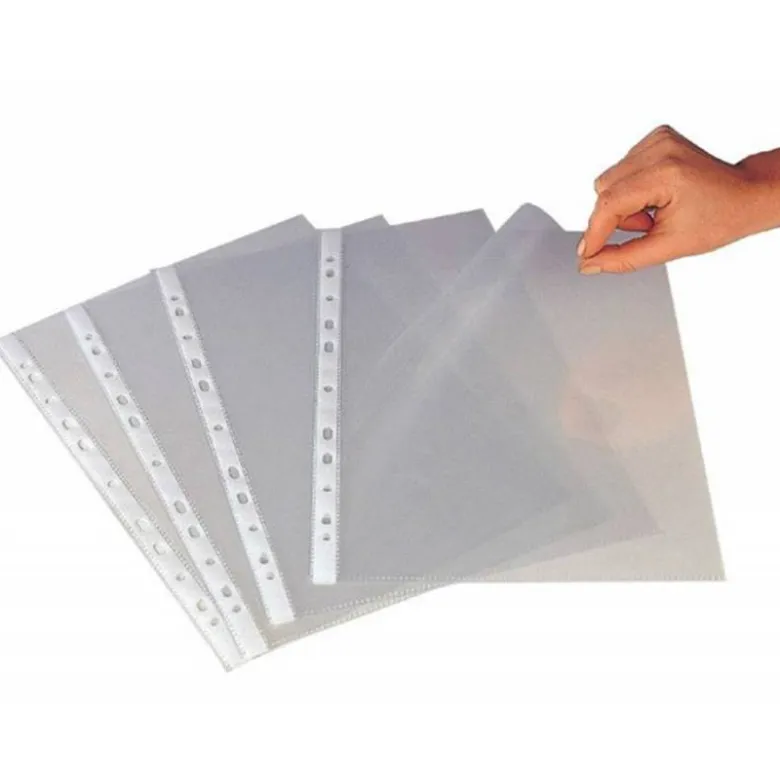 Funda Multitaladro Q-Connect Tamaño Folio 120 MC Cristal 100 uds
