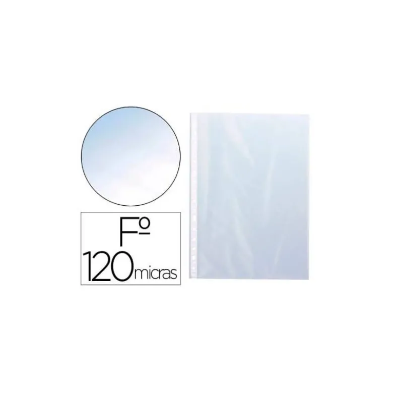 Funda Multitaladro Q-Connect Tamaño Folio 120 MC Cristal 100 uds