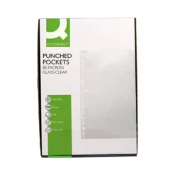 Funda Multitaladro Q-Connect Din A4 80 MC Cristal Caja de 100 unidades