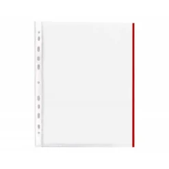 Funda Multitaladro Q-Connect Din A4 70 MC Cristal con Borde Rojo Bolsa 10 unidades
