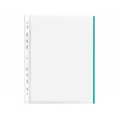 Funda Multitaladro Q-Connect Din A4 70 MC Cristal con Borde Verde Bolsa 10 unidades