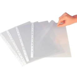 FUNDA MULTITALADRO Q-CONNECT DIN A4 80 MC CRISTAL CAJA DE 1400 UNIDADES