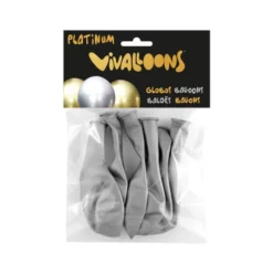 GLOBO 100% LATEX BIODEGRADABLE PLATA BLISTER DE 6 UNIDADES