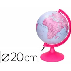GLOBO TERRAQUEO LIDERPAPEL CON LUZ FISICO Y POLITICO DIAMETRO 20 CM COLOR ROSA