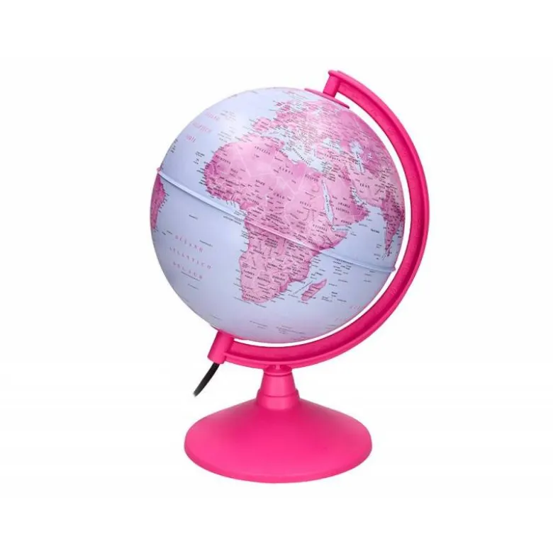 GLOBO TERRAQUEO LIDERPAPEL CON LUZ FISICO Y POLITICO DIAMETRO 20 CM COLOR ROSA