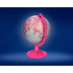 GLOBO TERRAQUEO LIDERPAPEL CON LUZ FISICO Y POLITICO DIAMETRO 20 CM COLOR ROSA
