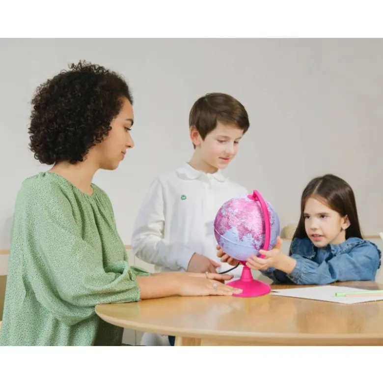 GLOBO TERRAQUEO LIDERPAPEL CON LUZ FISICO Y POLITICO DIAMETRO 20 CM COLOR ROSA
