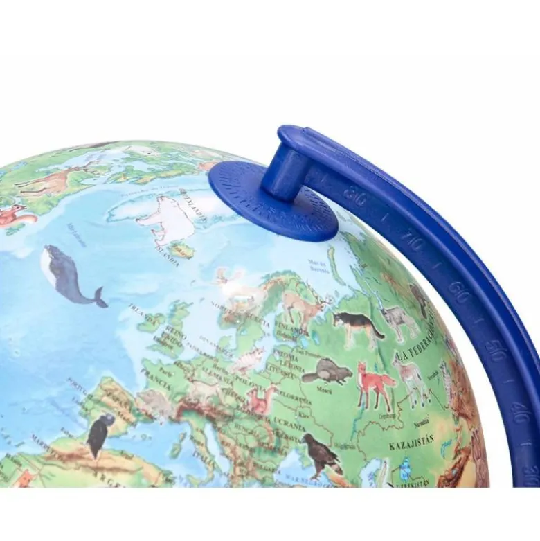 GLOBO TERRAQUEO LIDERPAPEL CON LUZ FISICO Y POLITICO CON ANIMALES DIAMETRO 20 CM