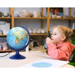 GLOBO TERRAQUEO LIDERPAPEL CON LUZ FISICO Y POLITICO CON ANIMALES DIAMETRO 20 CM