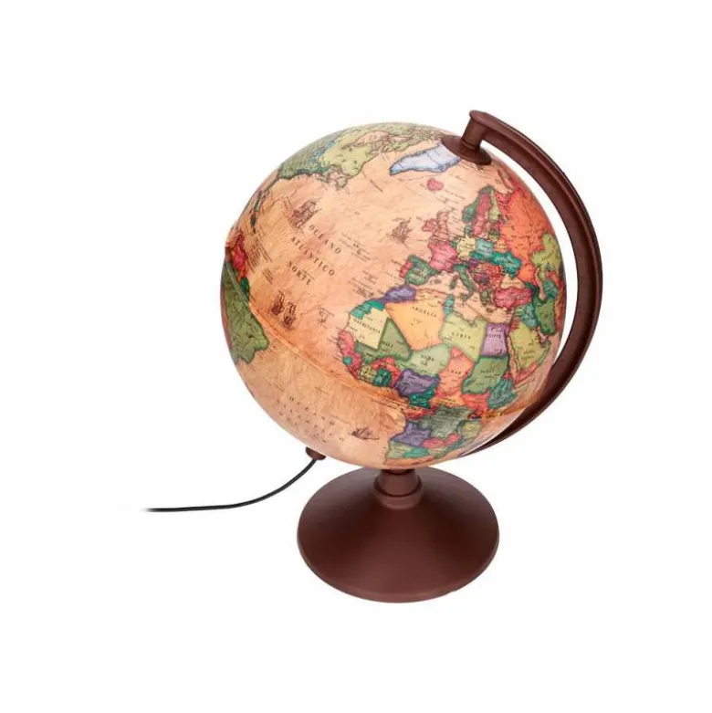 GLOBO TERRAQUEO LIDERPAPEL CON LUZ FISICO Y POLITICO ESTILO ANTIGUO DIAMETRO 26 CM