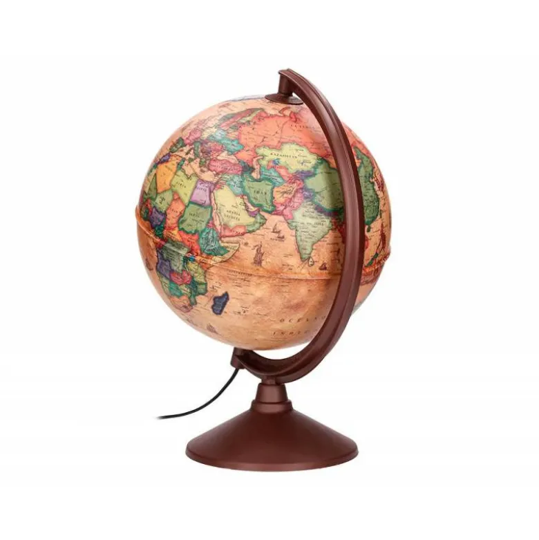 GLOBO TERRAQUEO LIDERPAPEL CON LUZ FISICO Y POLITICO ESTILO ANTIGUO DIAMETRO 26 CM