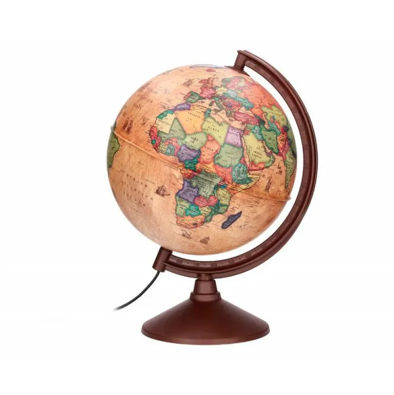 GLOBO TERRAQUEO LIDERPAPEL CON LUZ FISICO Y POLITICO ESTILO ANTIGUO DIAMETRO 26 CM
