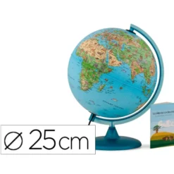 GLOBO TERRAQUEO NOVA RICO CON LUZ SAFARI BASE Y MERIDIANO COLOR AZUL DIAMETRO 25 CM