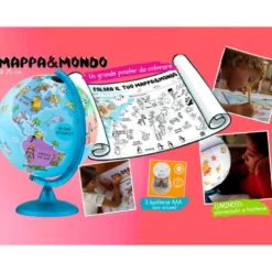 GLOBO TERRAQUEO NOVA RICO CON LUZ INFANTIL MAPPA&MONDO BASE Y MERIDIANO COLOR AZUL DIAMETRO 25 CM