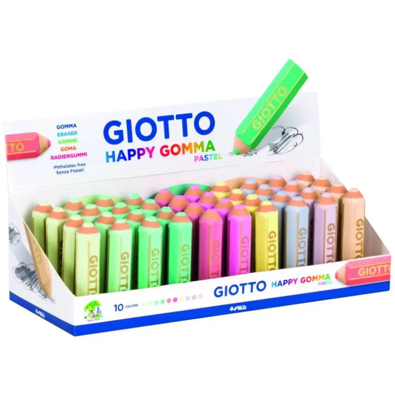 GOMA DE BORRAR GIOTTO HAPPY GOMMA PASTEL FORMA DE LAPIZ COLORES SURTIDOS "NO SE PUEDEN ELEGIR"