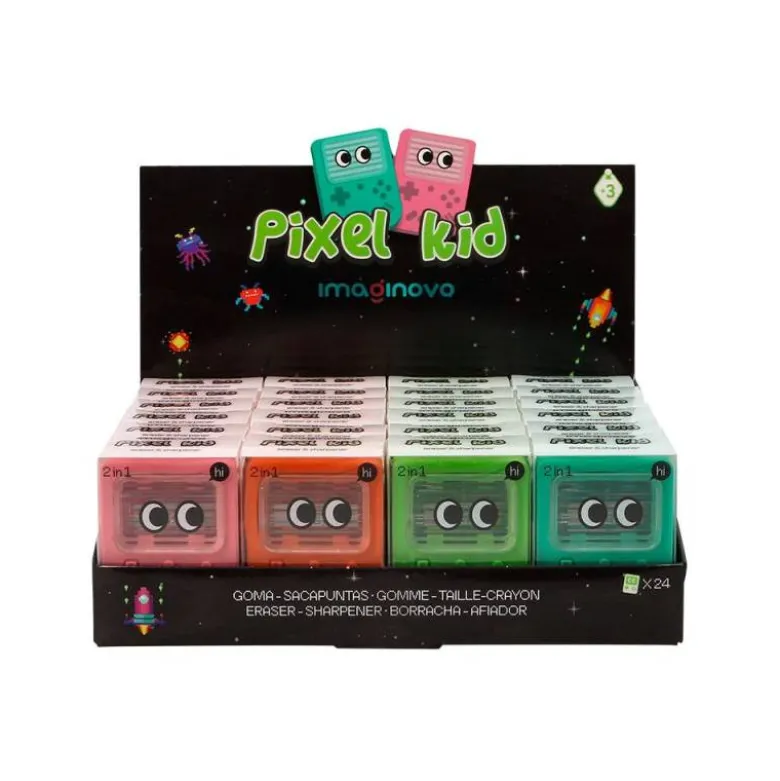 GOMA DE BORRAR IMAGINOVO ERASE IT CONSOLA CON SACAPUNTAS COLORES SURTIDOS