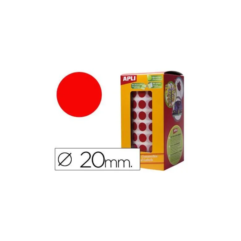Gomets Apli circulares color rojo 20mm